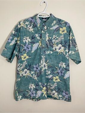 reyn spooner Teal Green Floral Short-Sleeve Shirt Medium